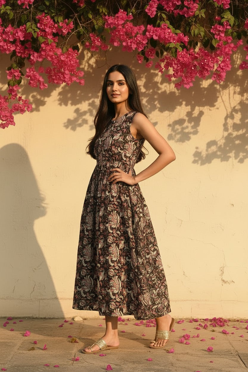 Bagru Block Print Kalamkari Maxi Dress