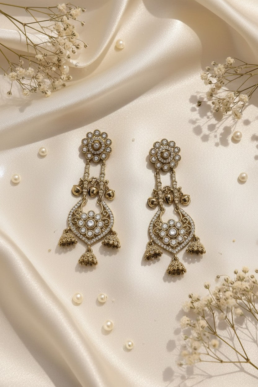 Antique Gold Chandelier Ghungroo Earrings