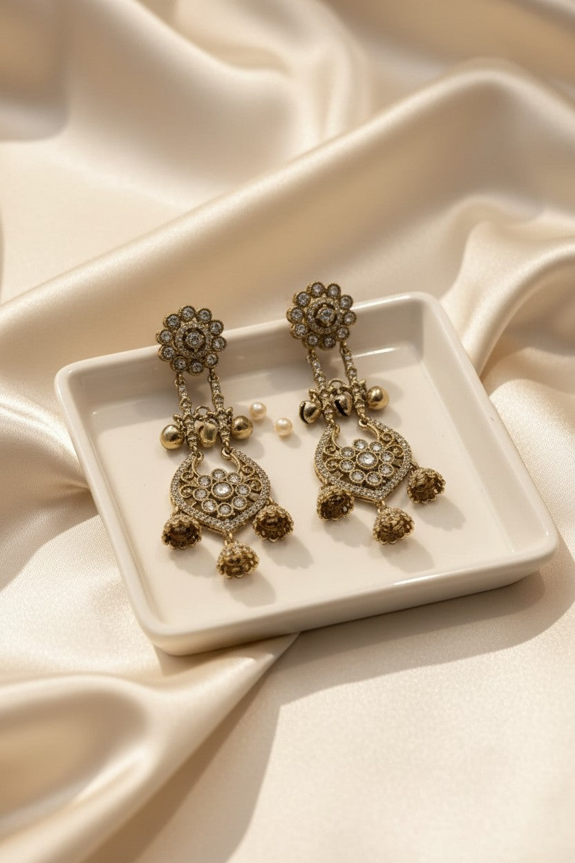 Antique Gold Chandelier Ghungroo Earrings