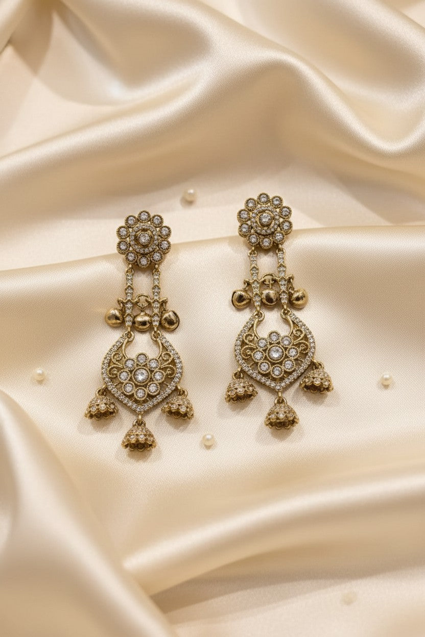 Antique Gold Chandelier Ghungroo Earrings