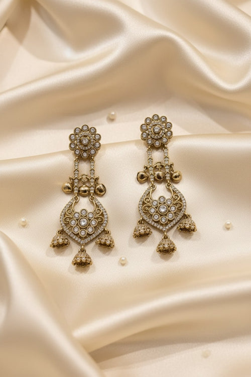 Antique Gold Chandelier Ghungroo Earrings