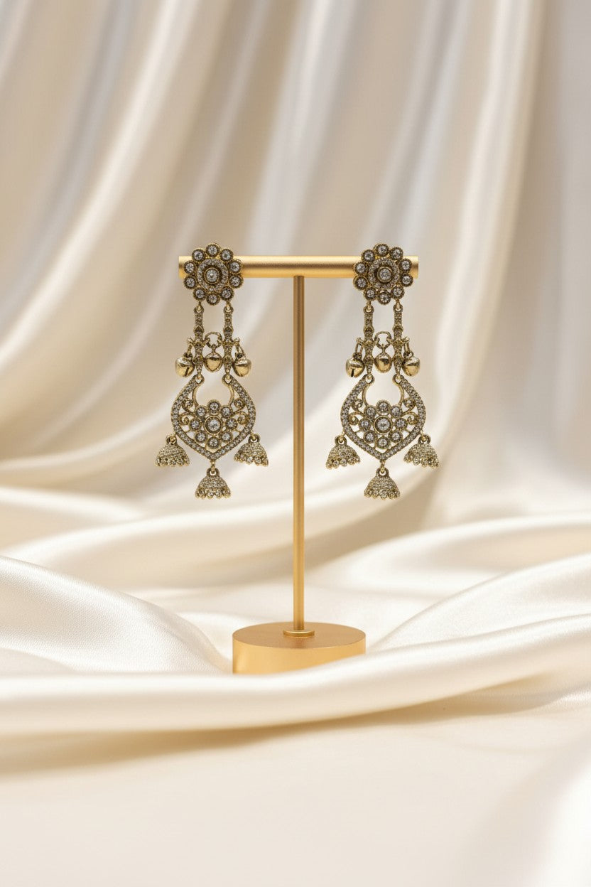 Antique Gold Chandelier Ghungroo Earrings