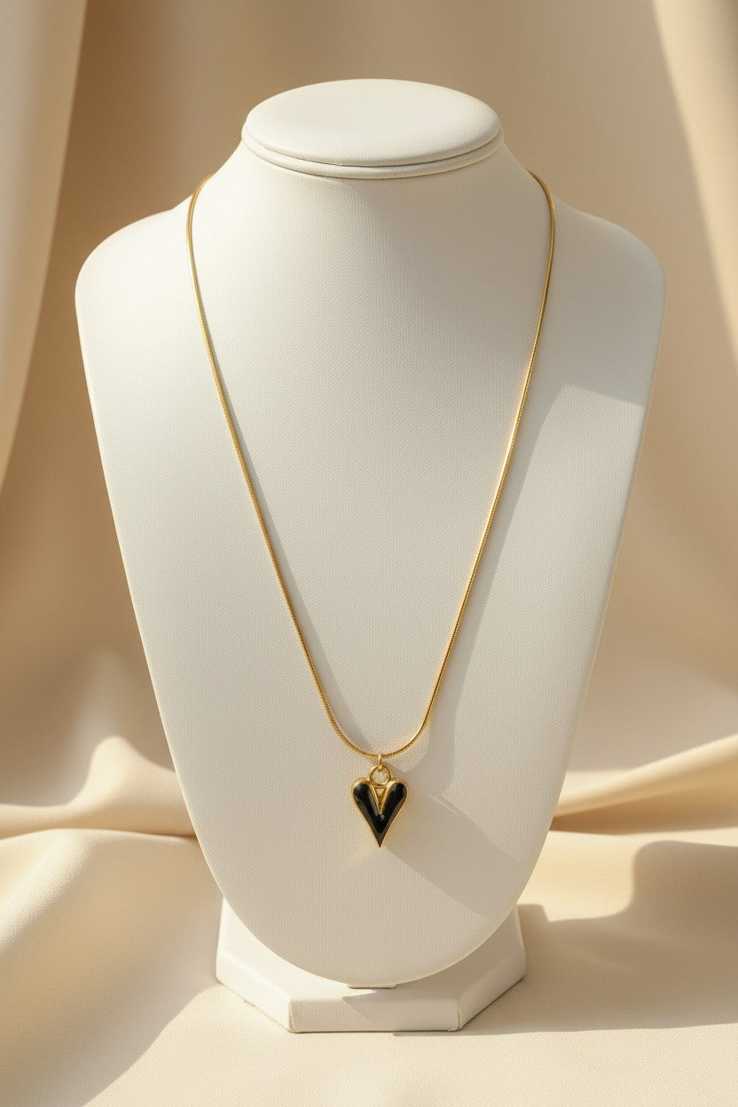 Obsidian Heart Pendant Necklace