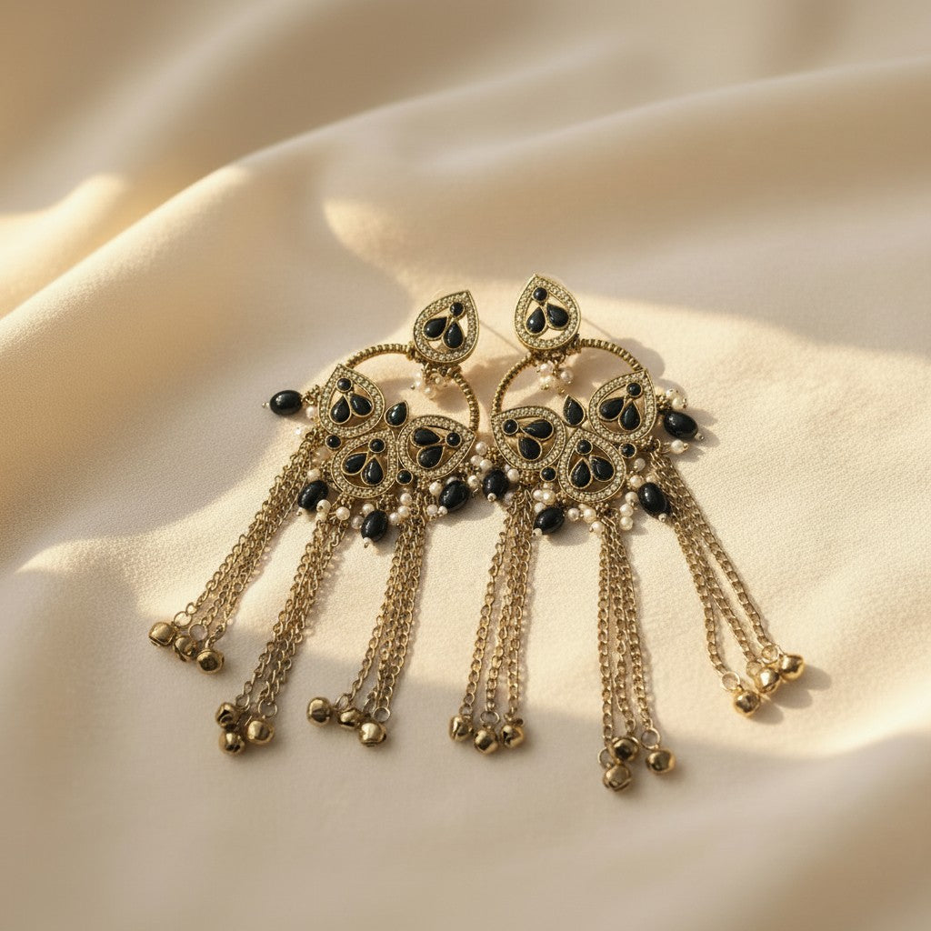 Black Onyx Ghungroo Chandbalis
