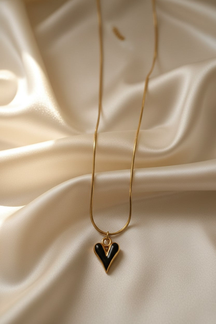 Obsidian Heart Pendant Necklace
