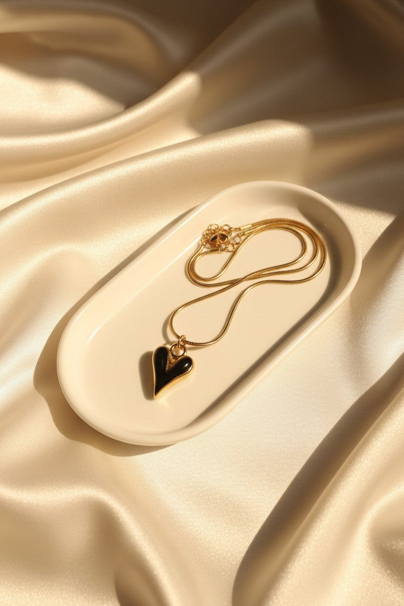 Obsidian Heart Pendant Necklace