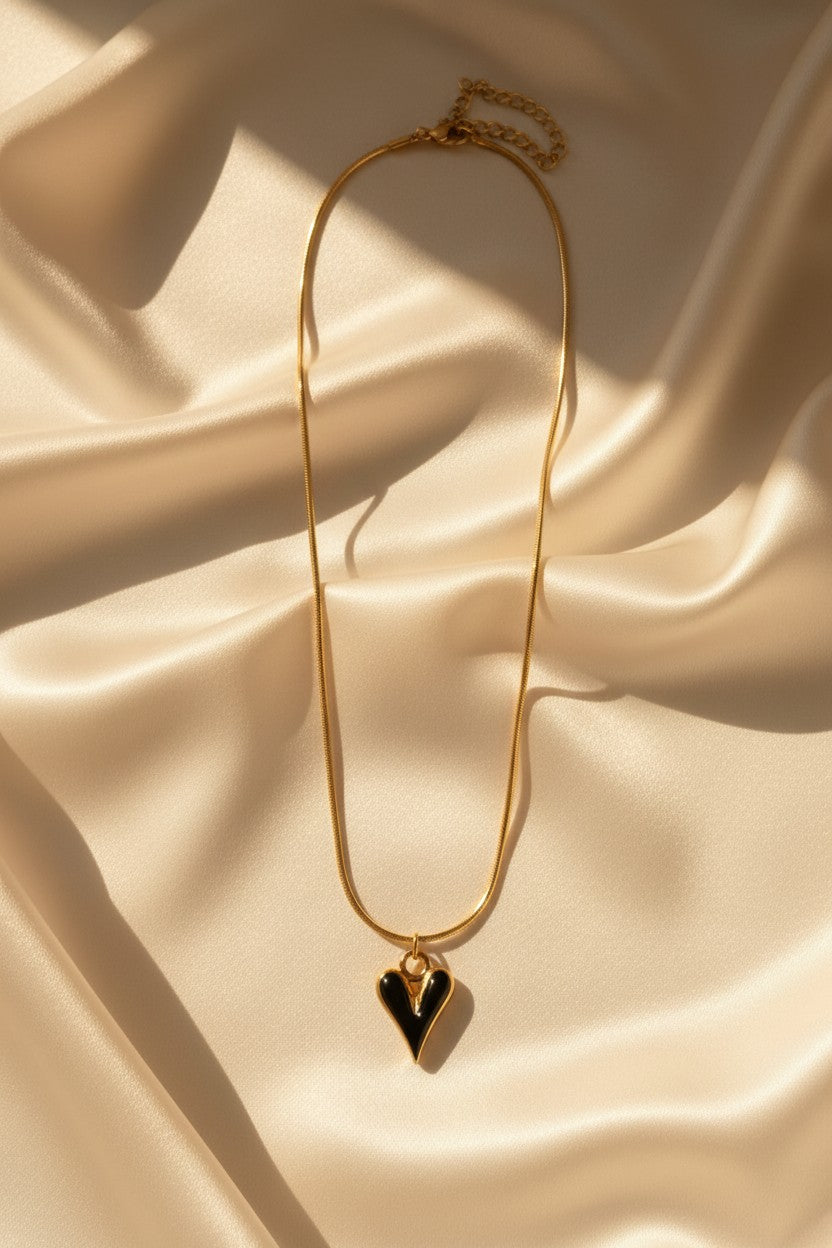 Obsidian Heart Pendant Necklace