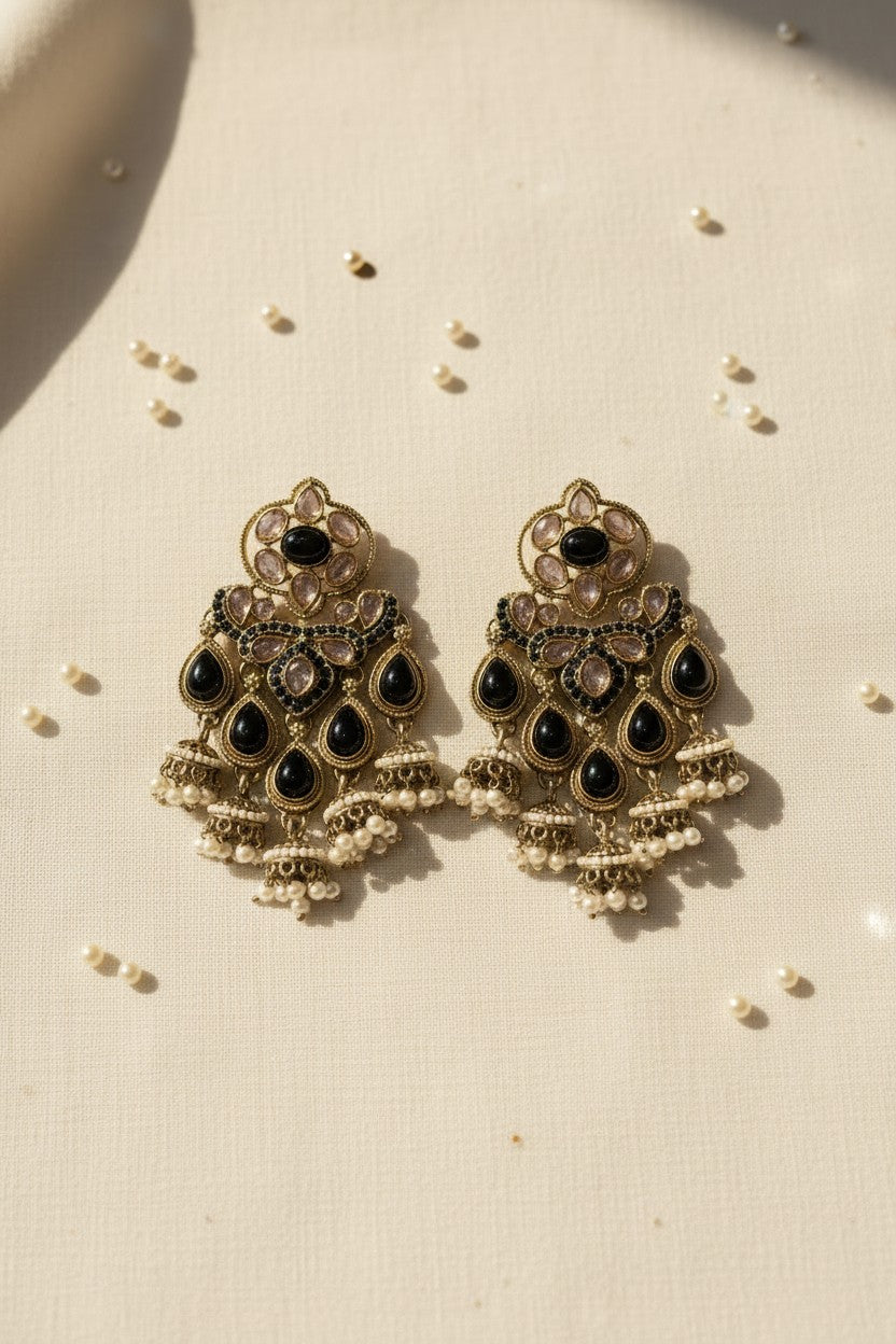 Midnight Pearl Chandelier Earrings