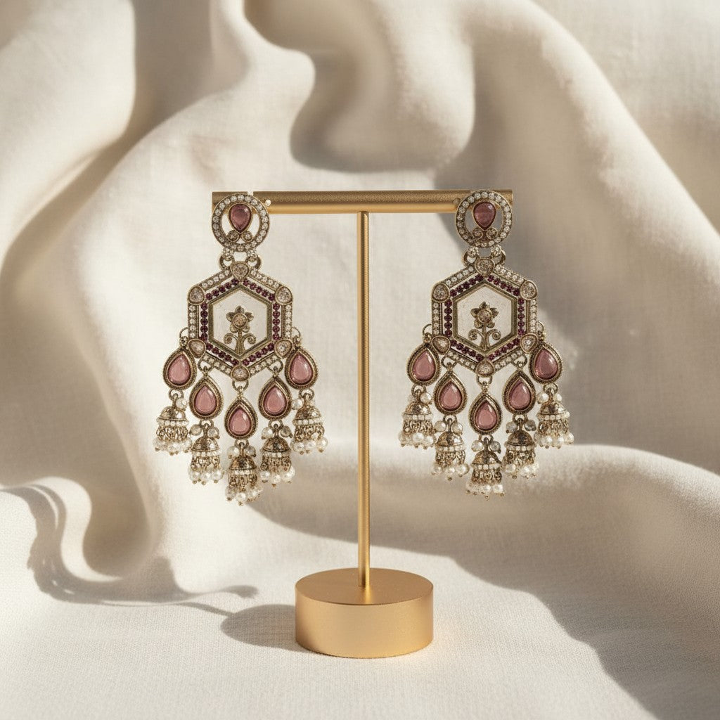 Regal Pearl & Gemstone Earrings