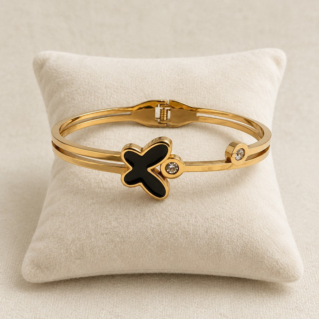 Black Butterfly Gold-Tone Bracelet