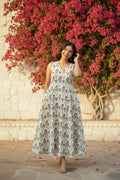 Ivory Marigold Block Print Maxi Dress