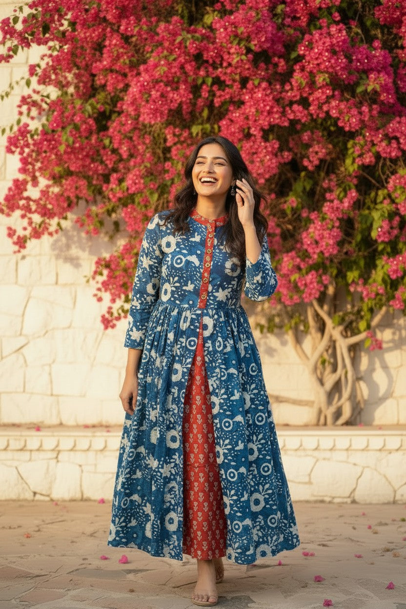 Indigo Dabu Block Print Maxi Dress