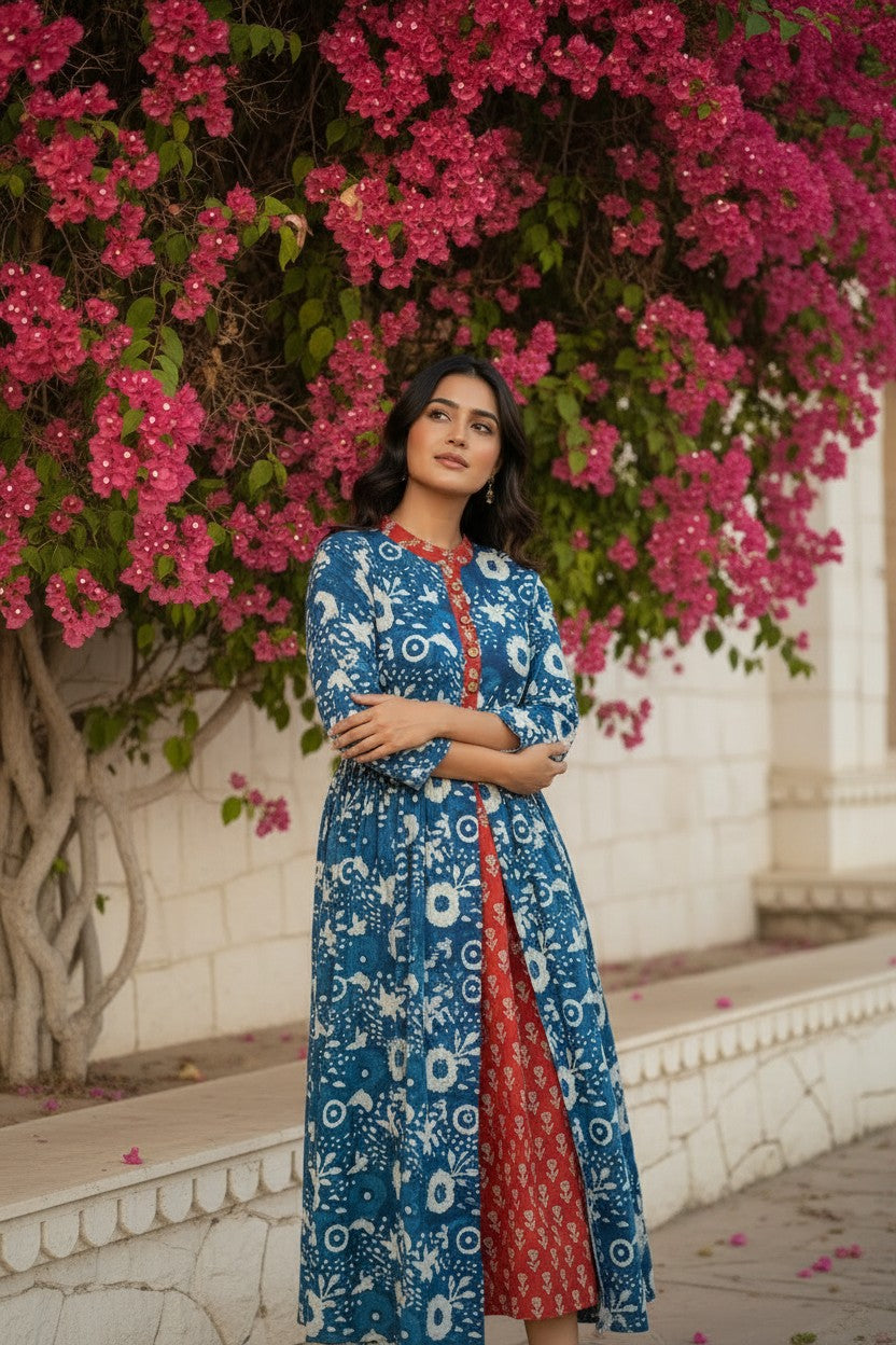 Indigo Dabu Block Print Maxi Dress