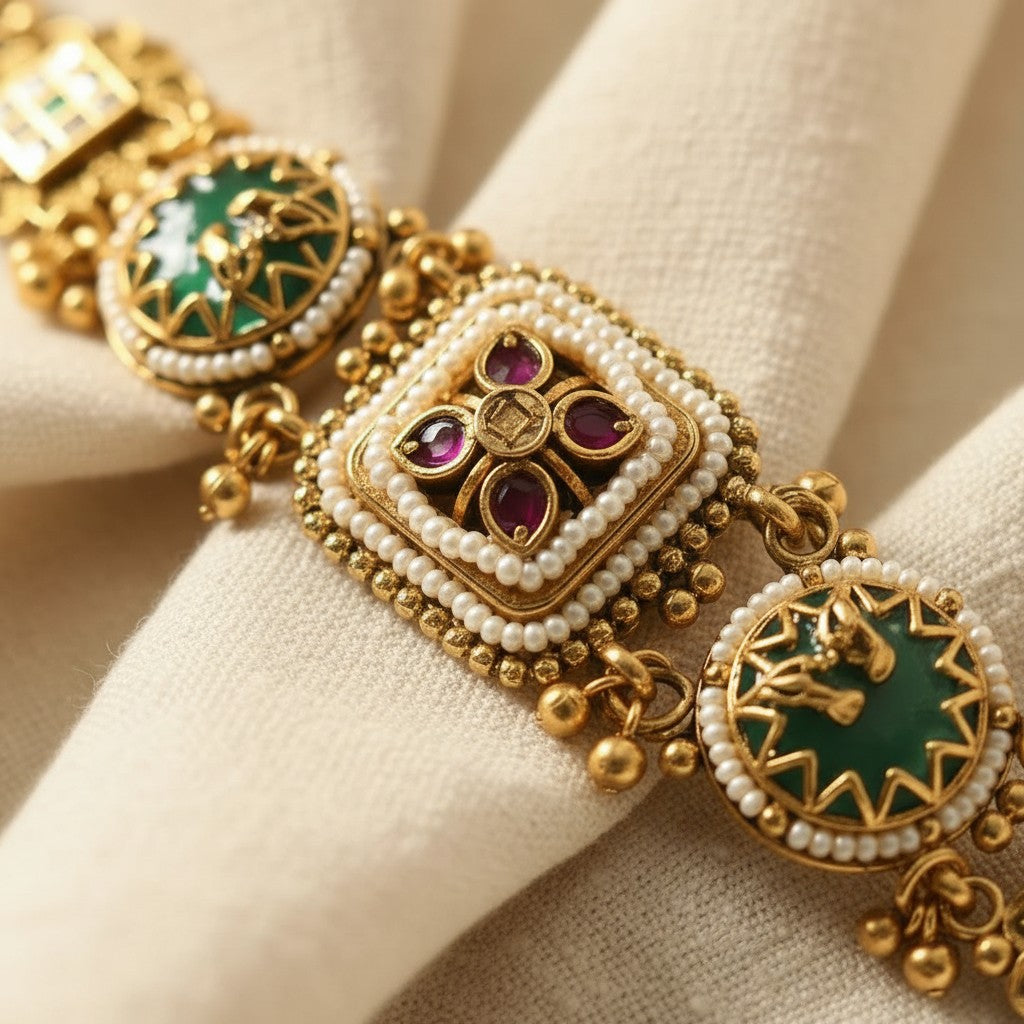 Antique Brass Heritage Medallion Bracelet