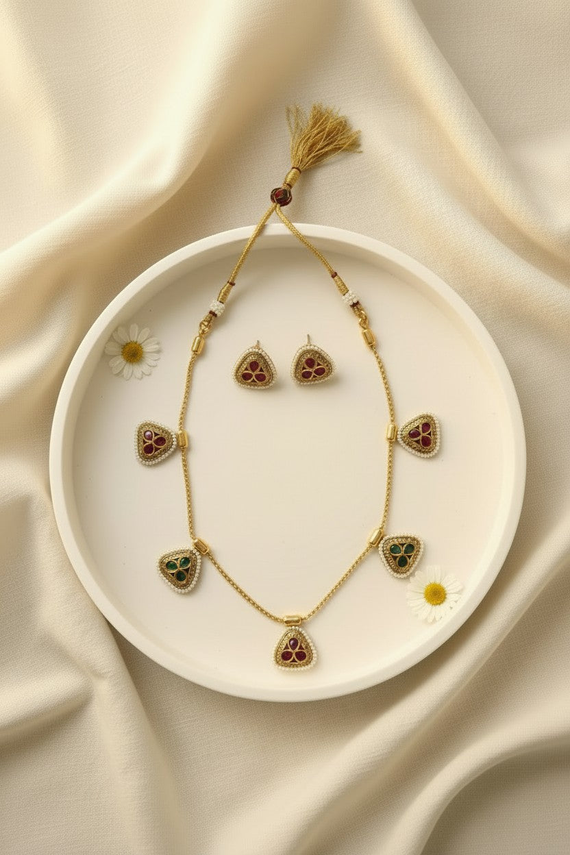 Gemstone Multi-Triangle Necklace Set
