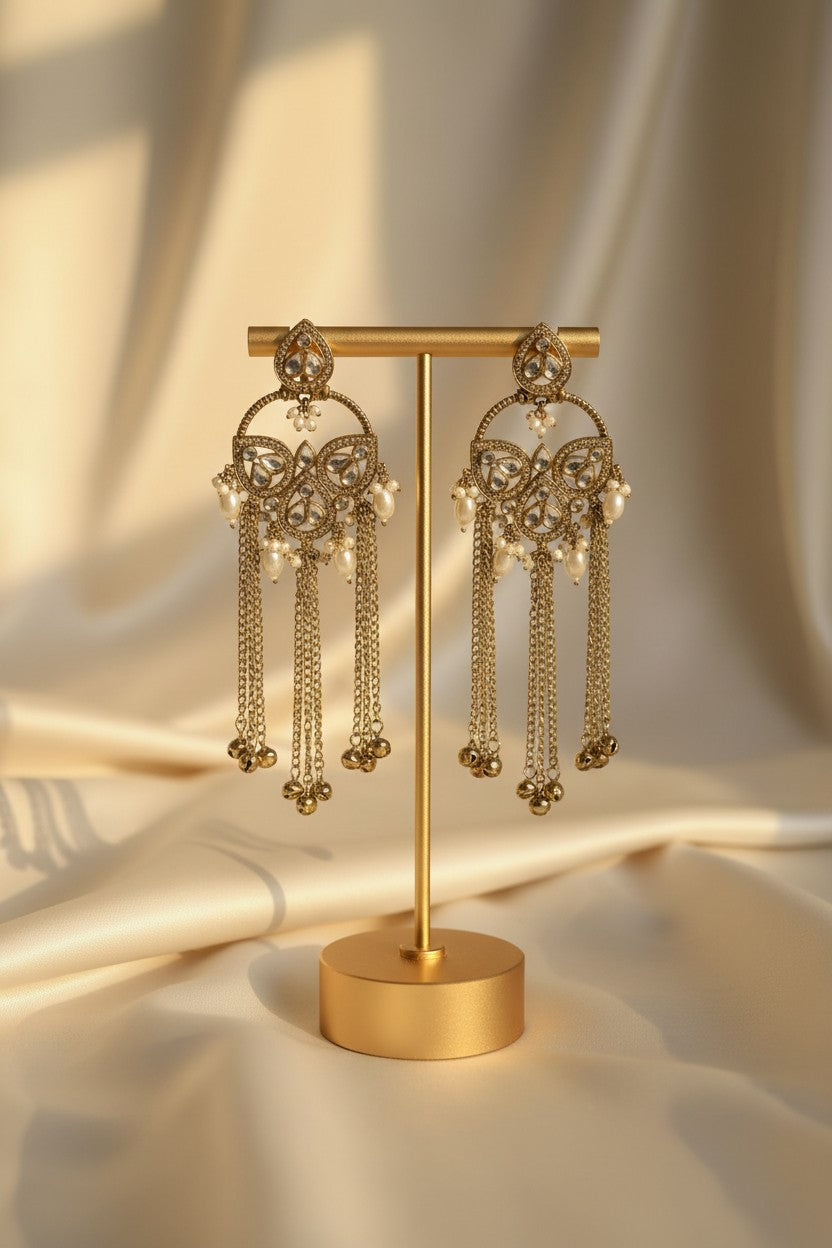 Kundan Polki Chandbali Earrings