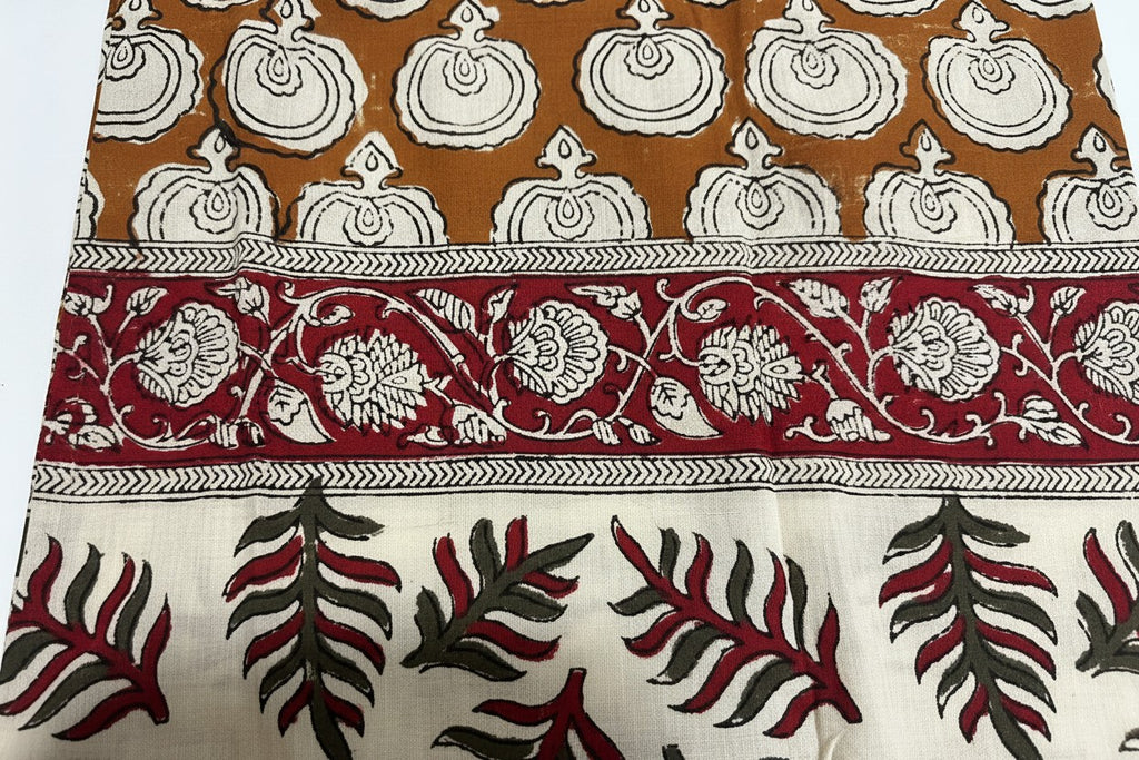 Mustard Kalash & Fern Block Print Stole