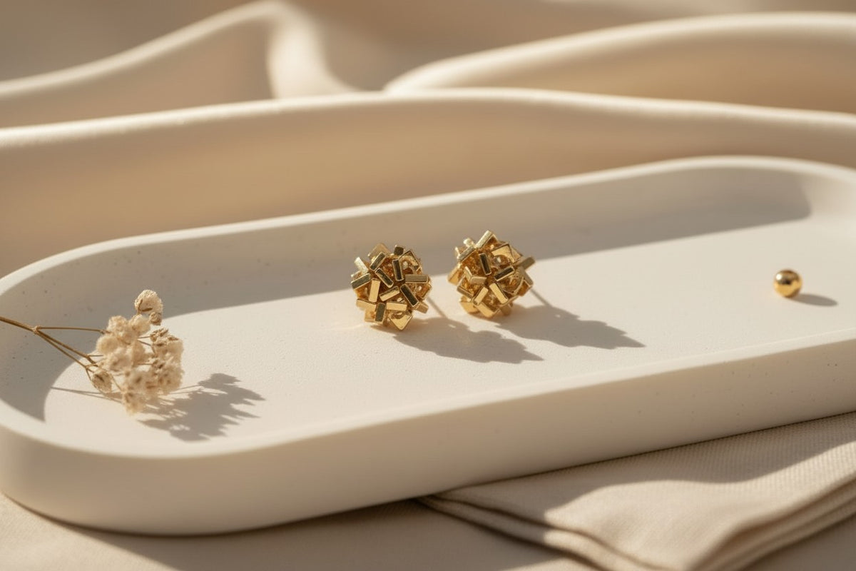Cubist Gold Geometric Cluster Stud Earrings