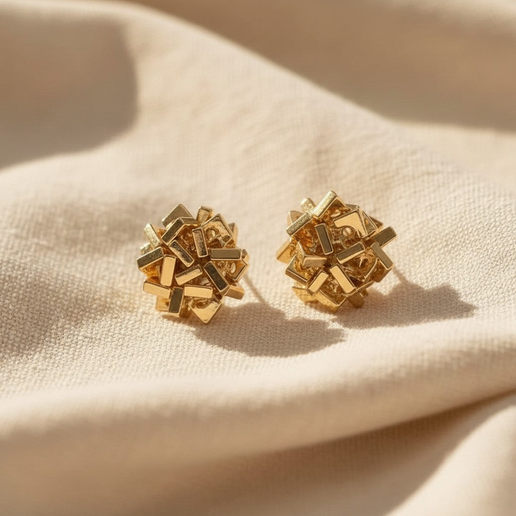 Cubist Gold Geometric Cluster Stud Earrings