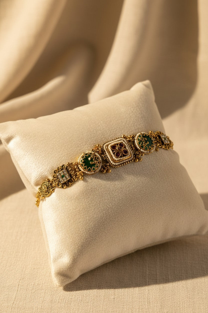 Antique Brass Heritage Medallion Bracelet
