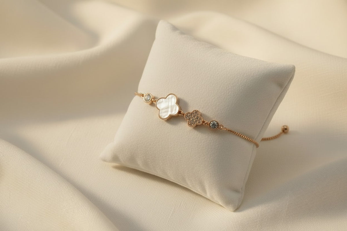 White Mother-of-Pearl & Pave Crystal Charms Bracelet