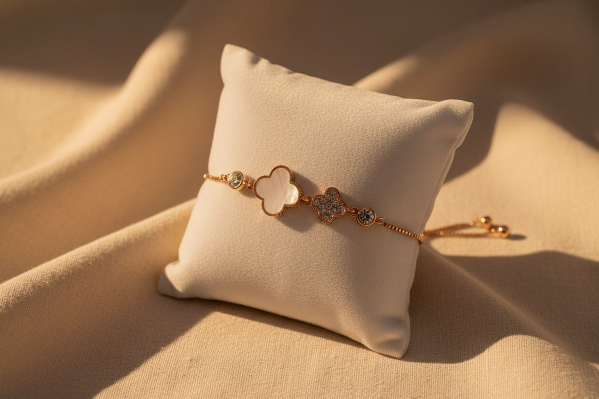 Pink Shell & Pave Crystal Charms Bracelet