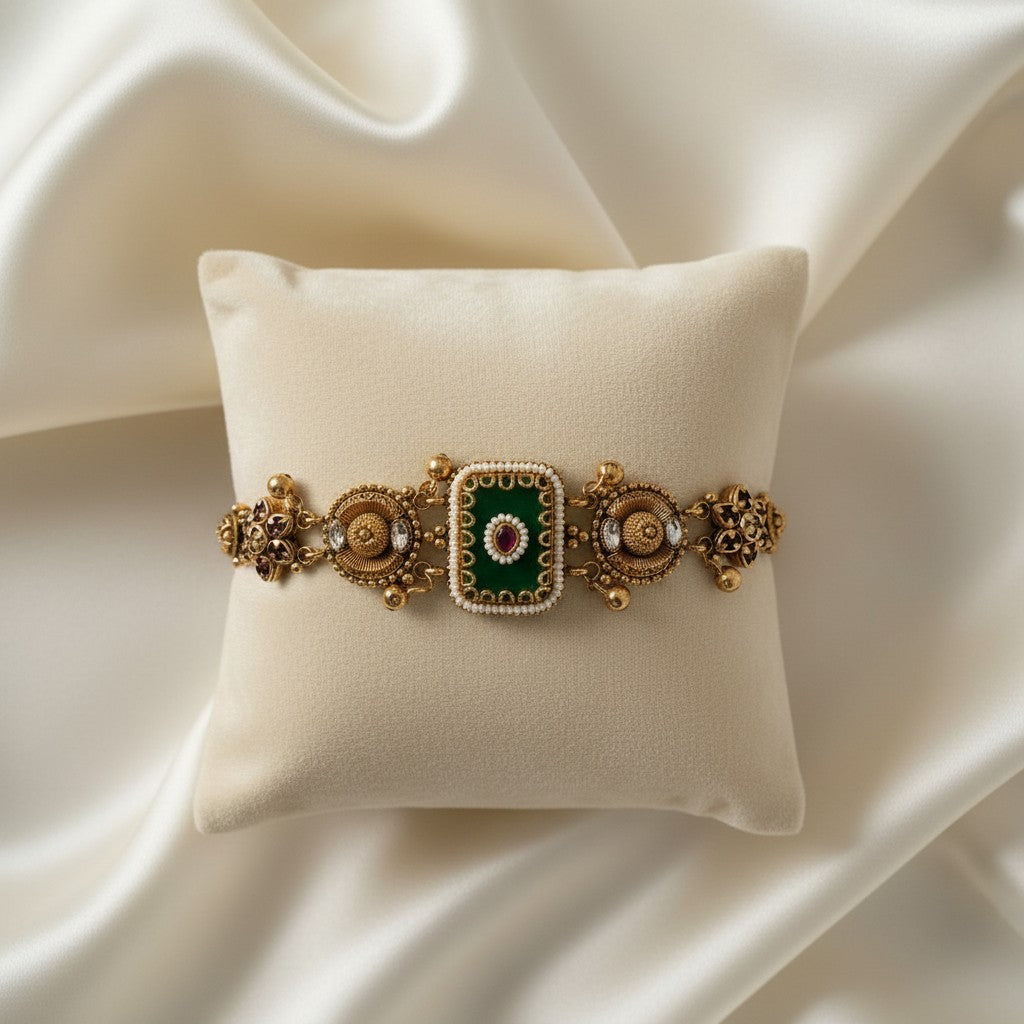Heritage Antique Gold Jade & Ruby Bracelet