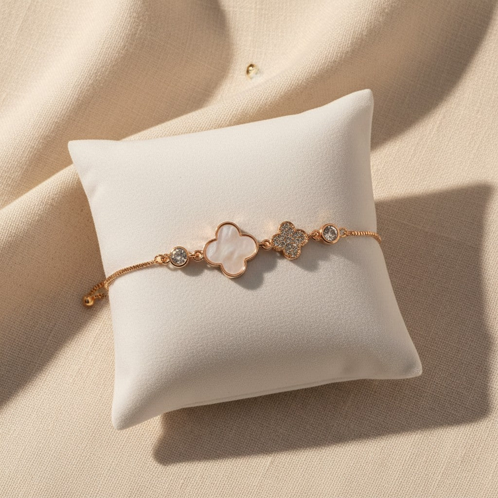 Pink Shell & Pave Crystal Charms Bracelet