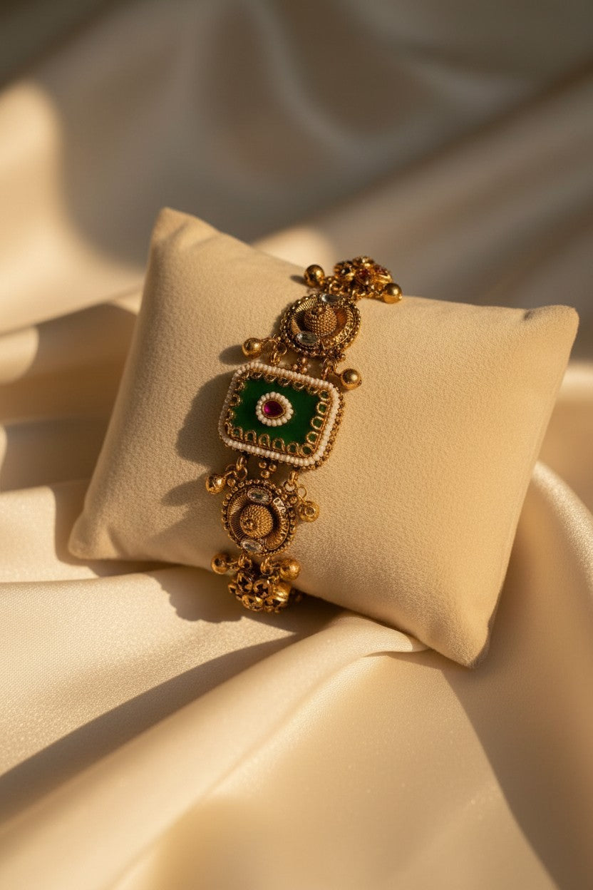 Heritage Antique Gold Jade & Ruby Bracelet