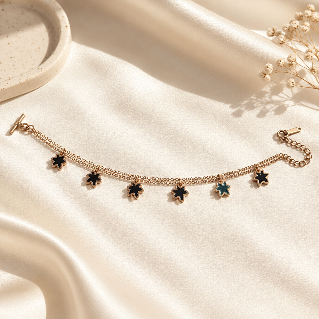 Midnight Bloom Charm Bracelet