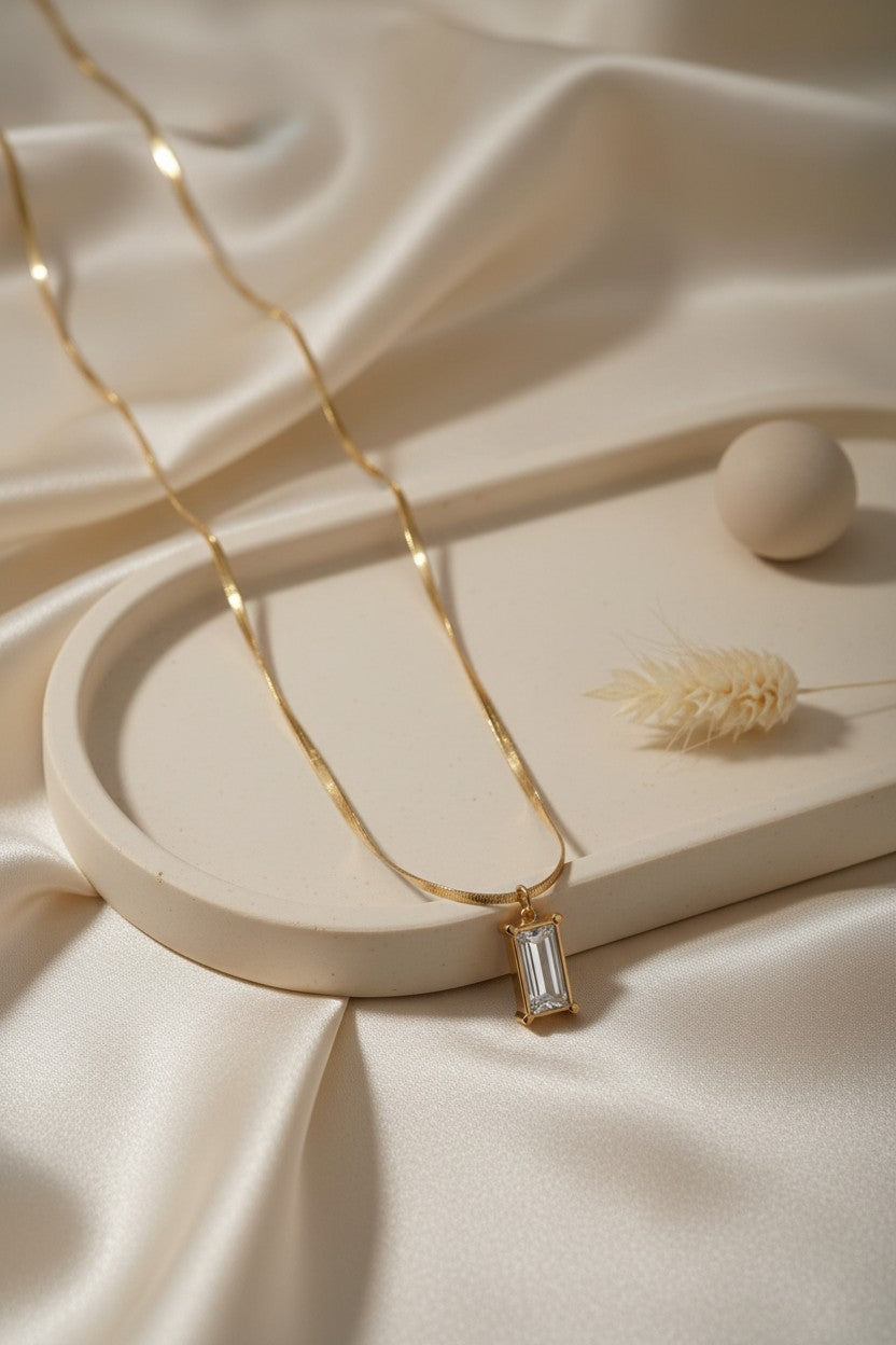Gold-Tone Rectangular Pendant Chain