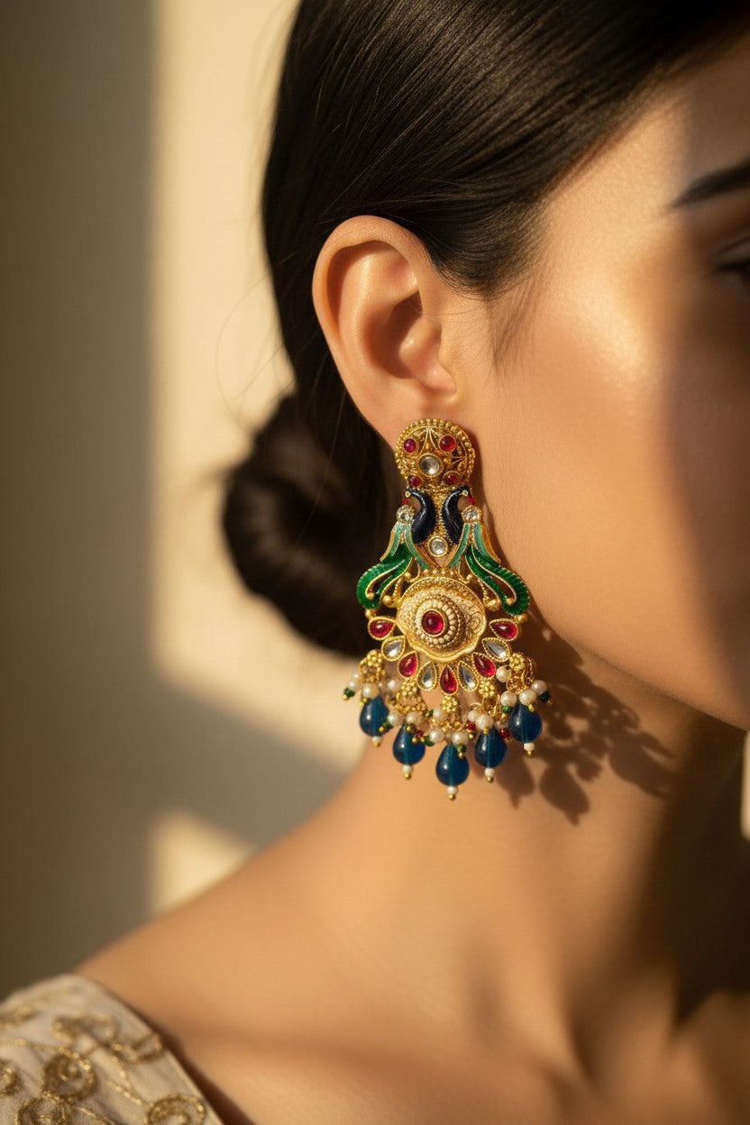 Royal Blue Meenakari Earings