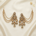 Amber-Toned Teardrop Earrings with Pearl Earchains