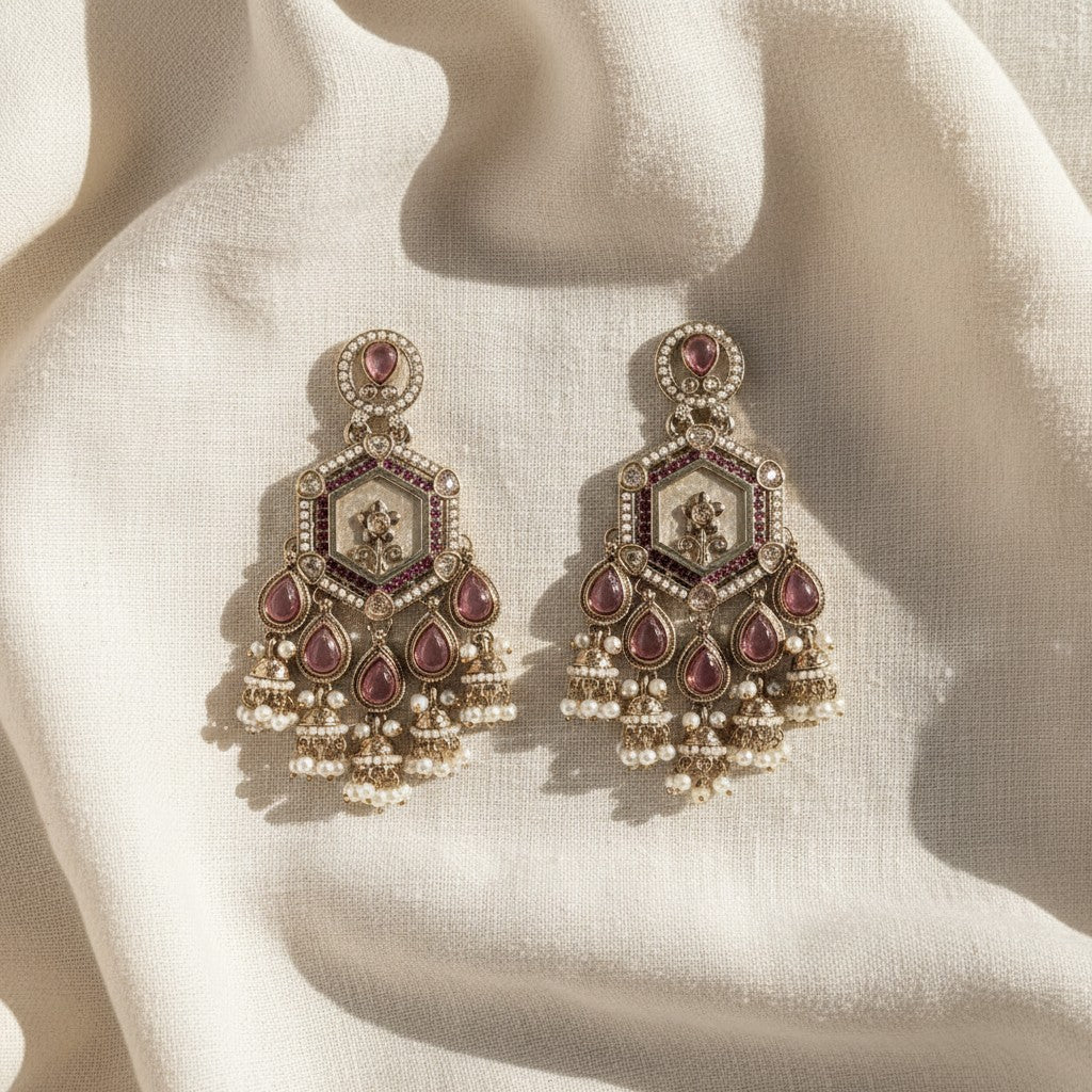 Regal Pearl & Gemstone Earrings