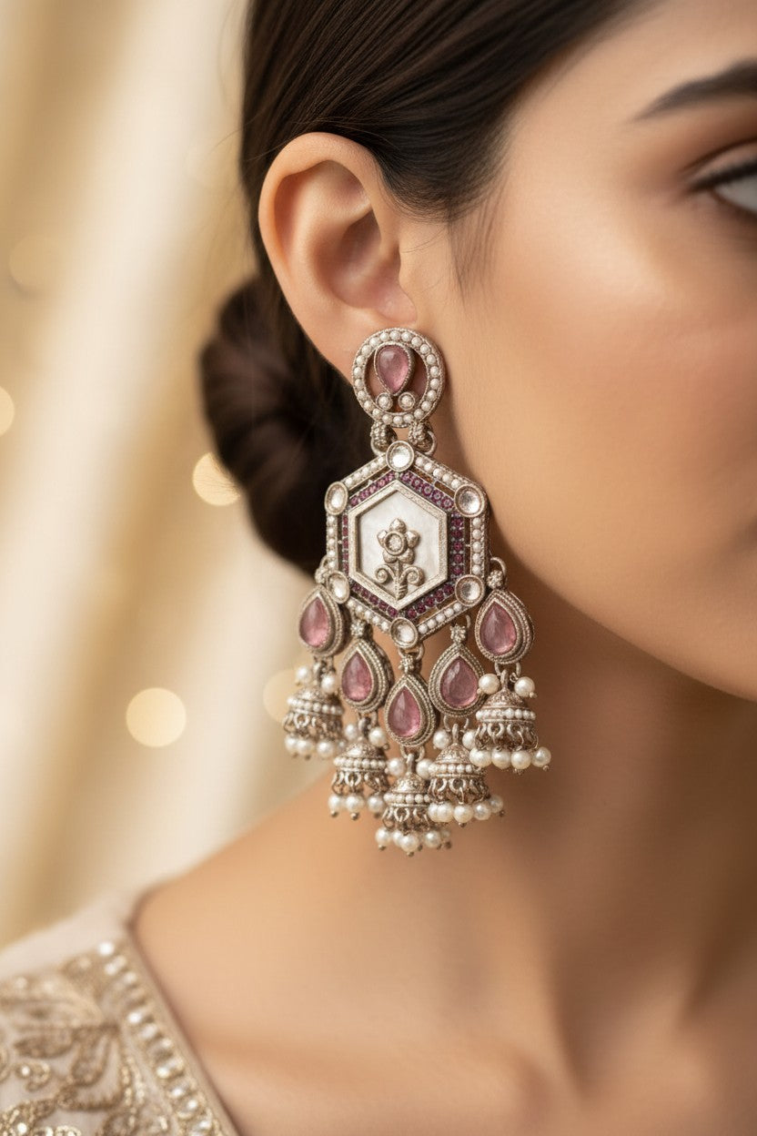 Regal Pearl & Gemstone Earrings