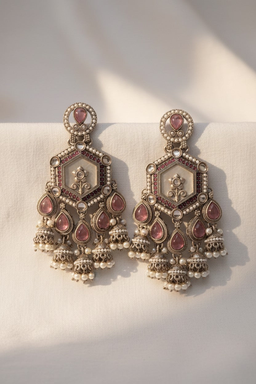 Regal Pearl & Gemstone Earrings