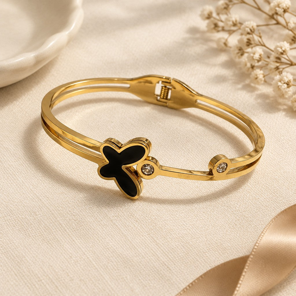 Black Butterfly Gold-Tone Bracelet