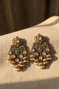 Turquoise Polki Meenakari Chandelier Jhumka Earrings