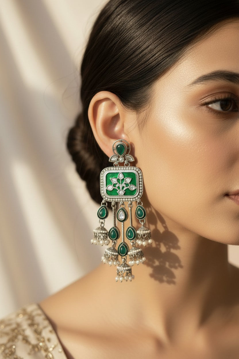 Emerald Pearl Chandelier Earrings
