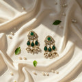 Emerald Teardrop Pearl Jhumka Earrings