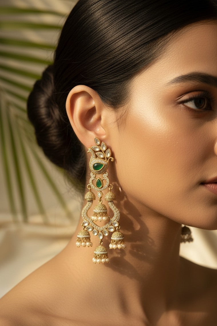 Emerald Pearl Filigree Earrings