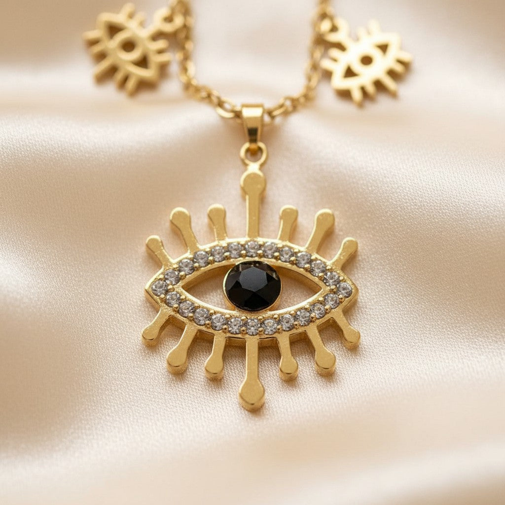 Evil Eye Triple Charm Pendant