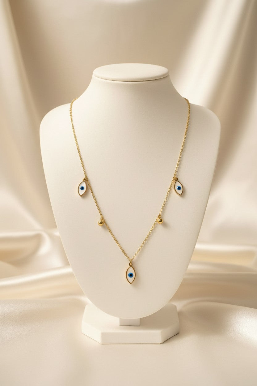 Triple Evil Eye Charm Pendant Necklace