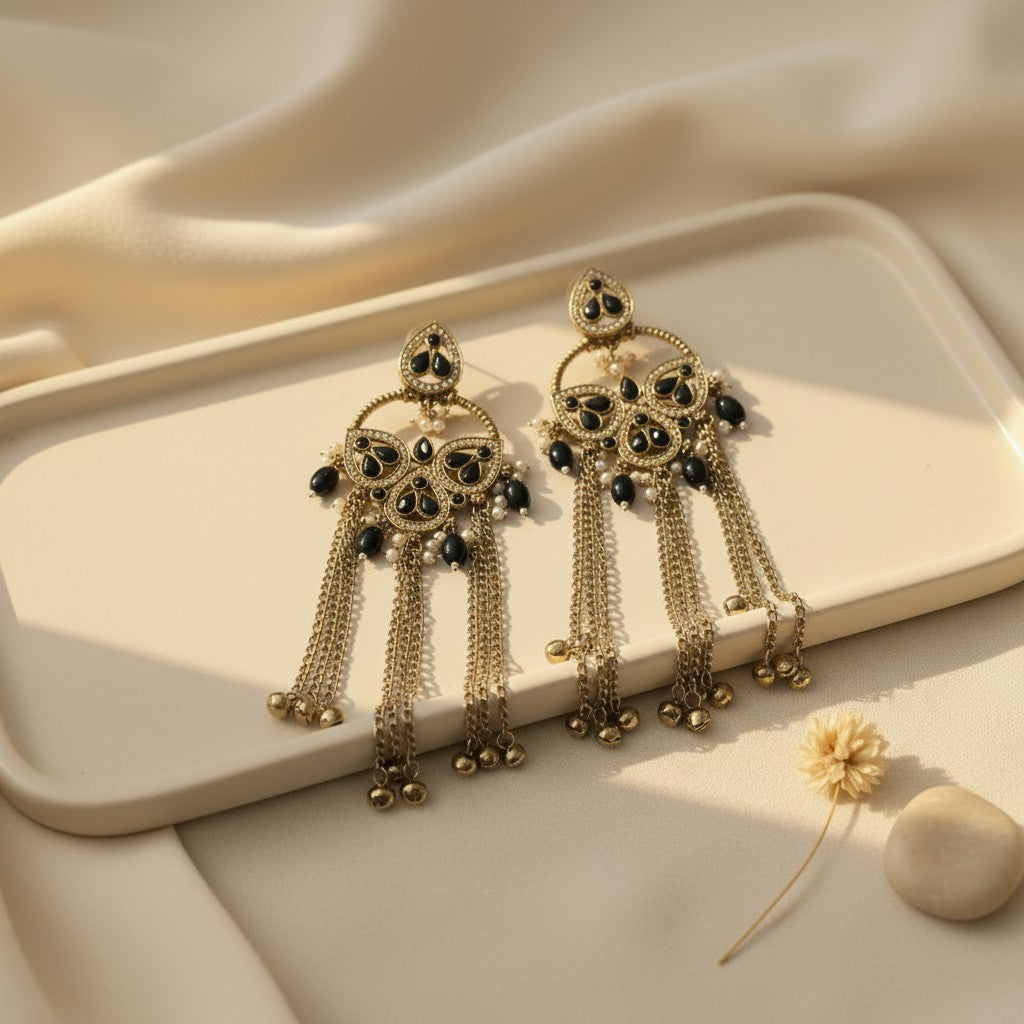 Black Onyx Ghungroo Chandbalis