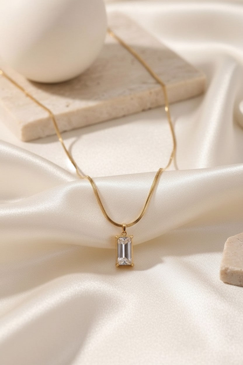 Gold-Tone Rectangular Pendant Chain