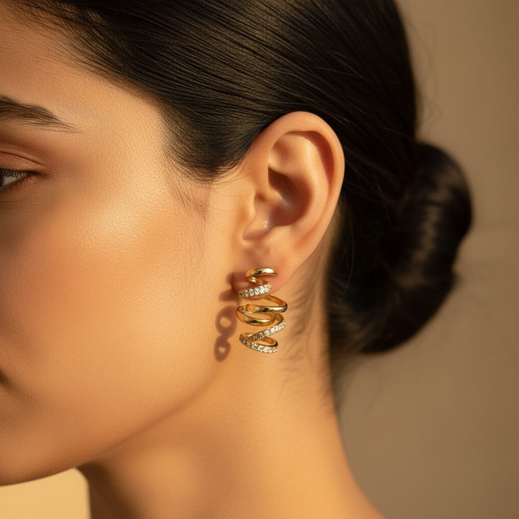 Spiral Luxe Crystal Coil Earrings