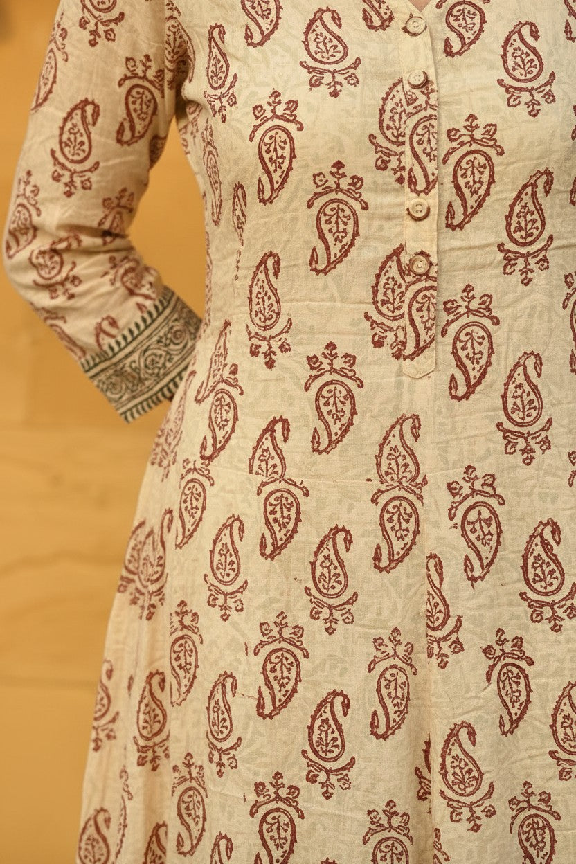 Ivory Sanganer Paisley Maxi Dress