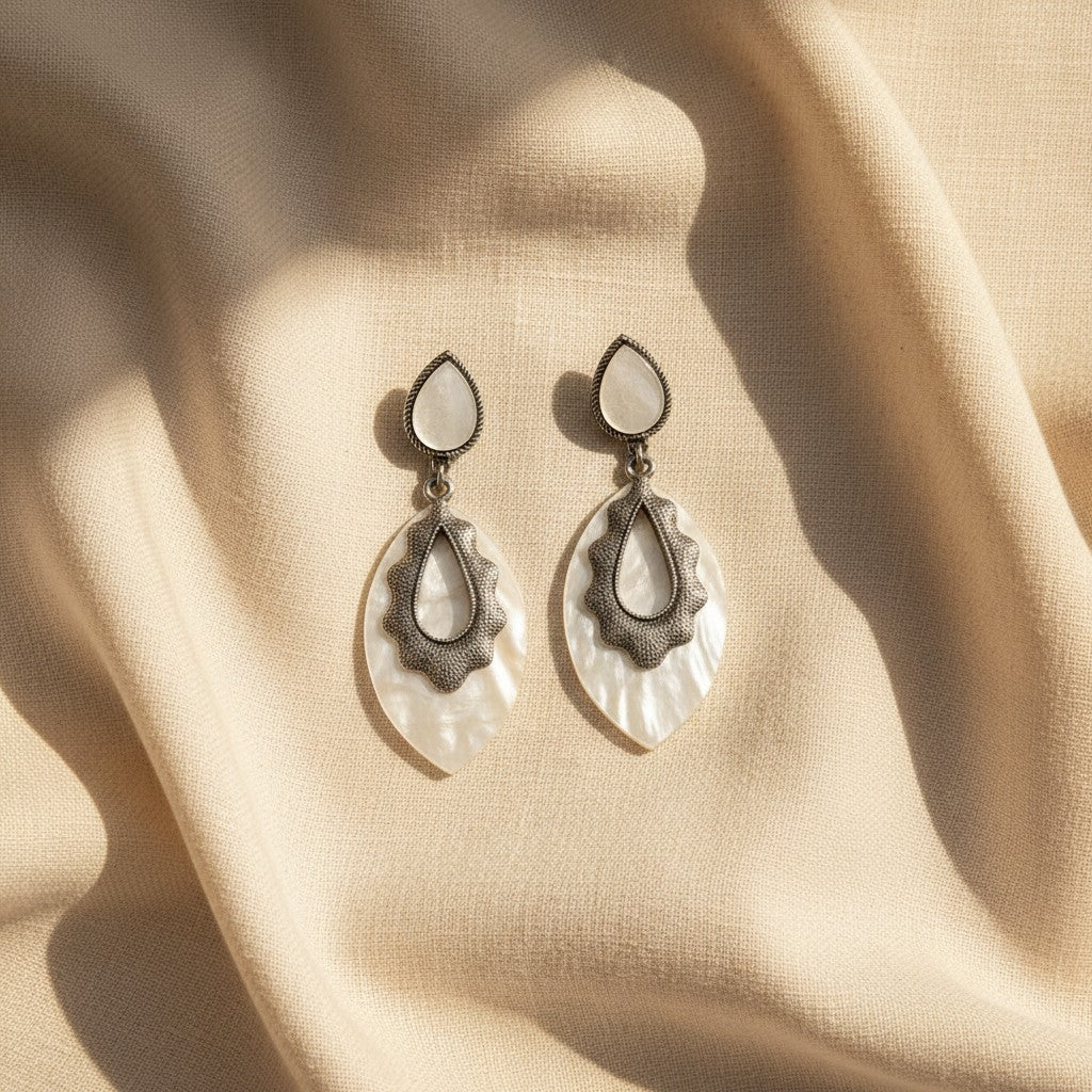 Naaz Pearl Filigree Drop Earrings