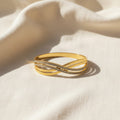 Gold Crystal Crossover Cuff Bangle