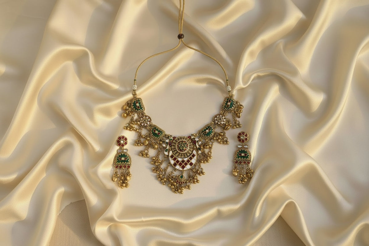 Meenakari Kundan Choker Necklace Set